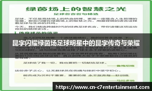 昆字闪耀绿茵场足球明星中的昆字传奇与荣耀
